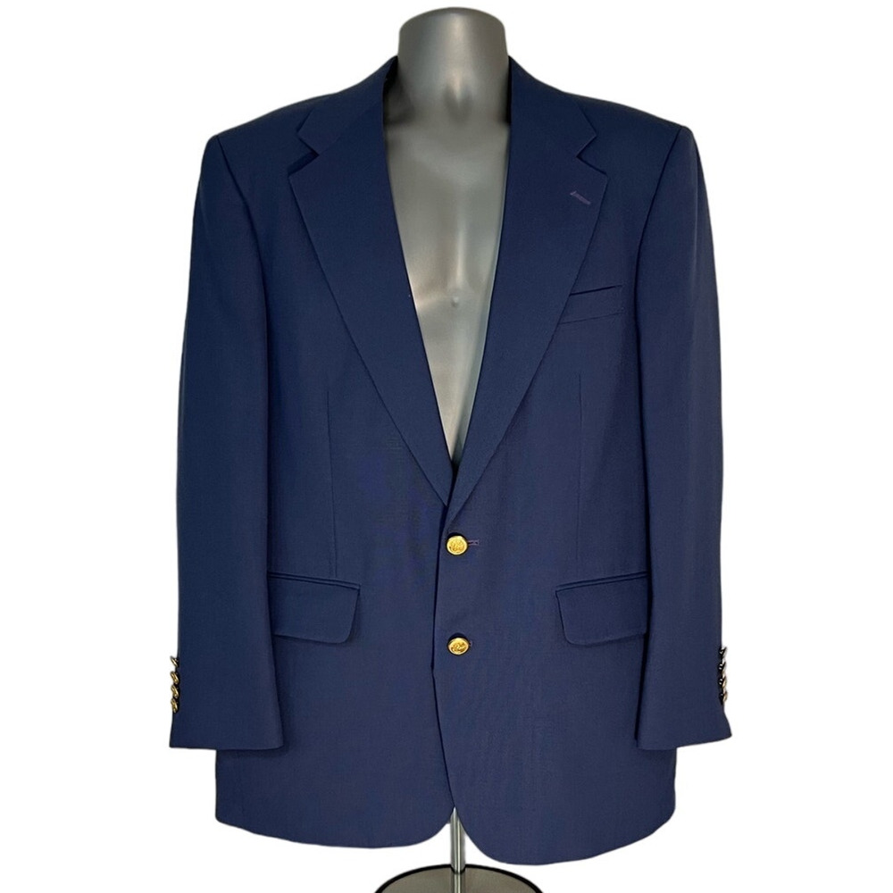 Andhurst Blue Two Button Front Wool Blend Sports Jacket, Men's Size 40R